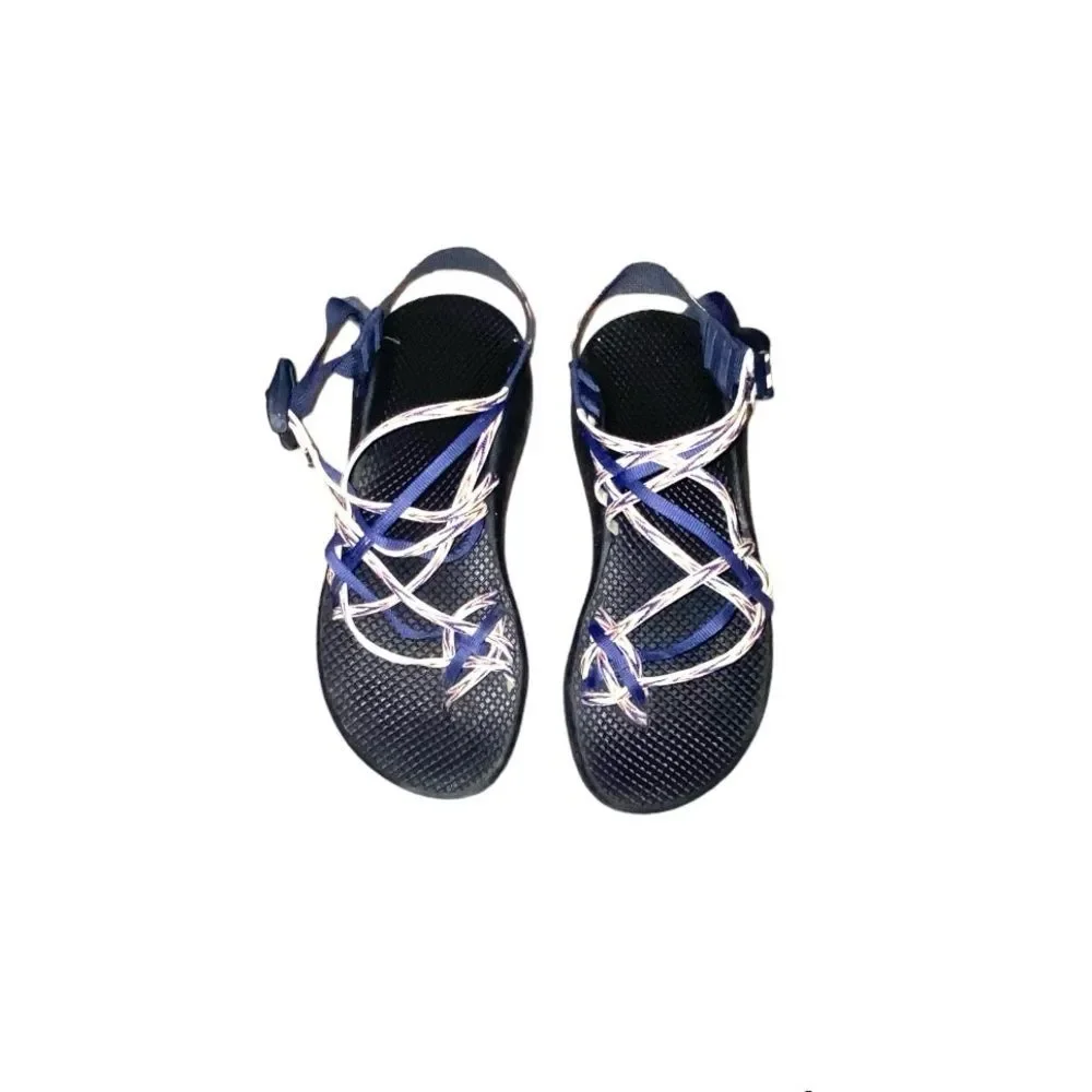 Chaco Womens Zx3 Strappy Outdoor Hiking Sport Blue/White Multicolor Sandals US 9